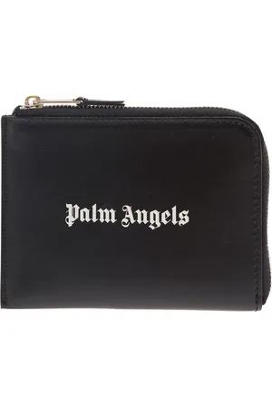 Palm Angels Tilbehør, Herre, Sort, ONE SIZE, Læder, Zip Portacarte Logo
