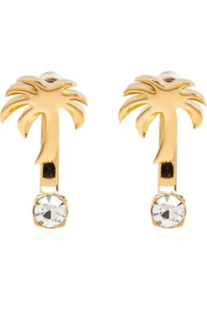 Palm Angels Tilbehør, Dame, Gul, ONE SIZE, Uld, Logo-formede Øreringe