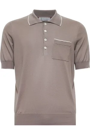 Brunello Cucinelli Top, Herre, Brun, 2XL, Bomuld, Polo Shirt med lommedetalje
