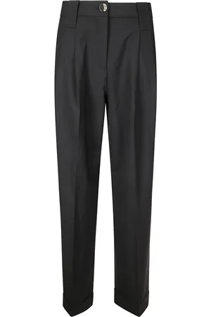 Ganni Bukser, Dame, Sort, S, Uld, Melange Loose Pleat Pants