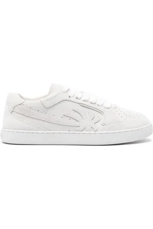 Palm Angels Sko, Dame, Hvid, 36 EU, Læder, Lace-Up Logo Patch Sneakers