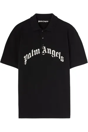Palm Angels Top, Herre, Sort, M, Bomuld, Logo-print Polo T-shirt