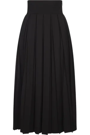 ERMANNO SCERVINO Nederdel, Dame, Sort, S, Uld, Plisseret Midi-Nederdel