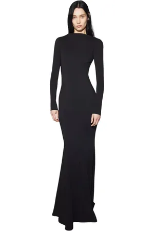 MUGLER Kjole, Dame, Sort, S, Backless Buckled Crepe Gown