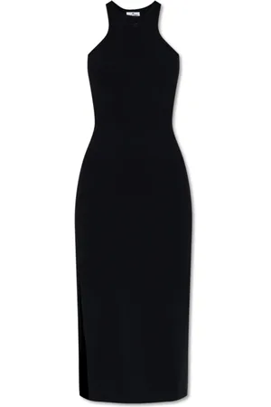Courrèges Kjole, Dame, Sort, XS, Bomuld, Ribstrikket Kjole med Stropper