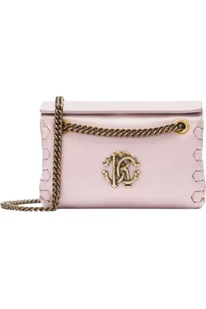 Roberto Cavalli Taske, Dame, Lyserød, ONE SIZE, Uld, Elegant Monogram Skuldertaske