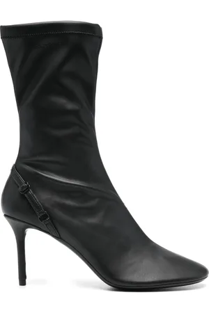 Courrèges Sko, Dame, Sort, 38 EU, Læder, Sort læder ankelstøvle med stiletthæl