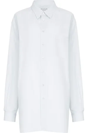 Maison Margiela Bluser & Skjorter, Dame, Blå, XS, Bomuld, Lyseblå bomuldsskjorte med påsyet lomme