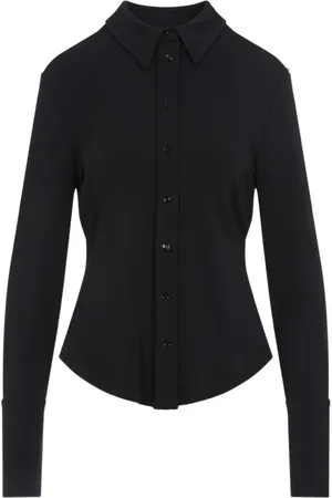 Sportmax Bluser & Skjorter, Dame, Sort, S, Sort, langærmet skjorte med knapper