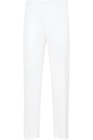 Dior Bukser, Herre, Hvid, XL, Bomuld, Elfenbensfarvede Slim-Fit Ankelbukser