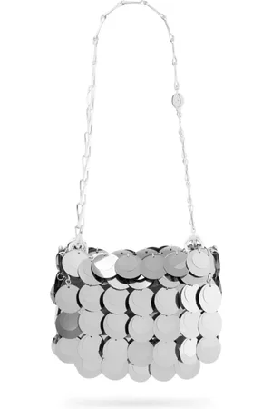 Paco rabanne Taske, Dame, Grå, ONE SIZE, Uld, Silver Sparkle Nano Pochette