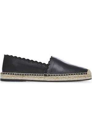 Chloé Sko, Dame, Sort, 39 EU, Læder, Sort, flad slip-on sko med bølgede kanter