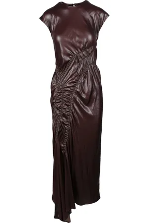 Sportmax Kjole, Dame, Brun, XS, Polyester, Lang Metal Guelfo Kjole