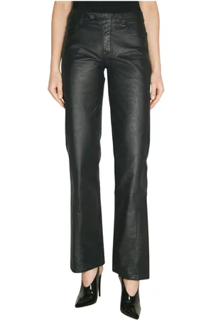 MUGLER Bukser, Dame, Sort, W26, Bomuld, Waxed Cotton Straight Leg Bukser