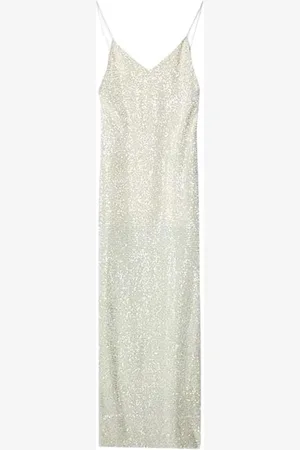 Nina Ricci Kjole, Dame, Grøn, XS, Sequin-broderet grøn kjole