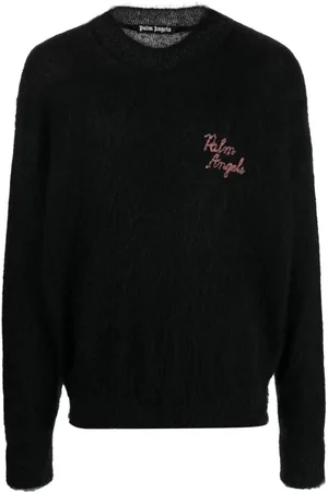 Palm Angels Strik, Dame, Sort, M, Uld, Crew-Neck Pullover