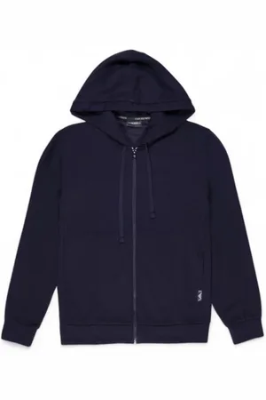 Emporio Armani Sweathshirts & Hoodies, Herre, Blå, XL, Bomuld, Blå Sweater i Bomuldsblanding