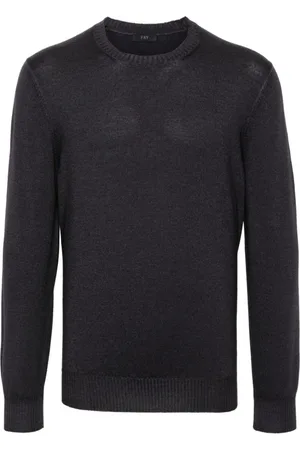 FAY Strik, Herre, Grå, 3XL, Uld, Koksgrå Uld Sweater