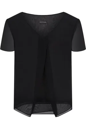 Emporio Armani Bluser & Skjorter, Dame, Sort, L, Sort V-hals top med frontfold