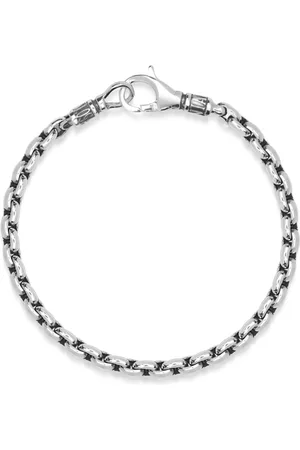 Nialaya Tilbehør, Herre, Grå, M, Sterling Sølv Rund Led Kæde Armbånd