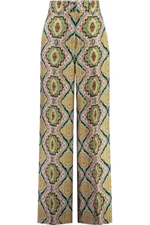 Etro Bukser, Dame, Grøn, M, Silkebukser med print