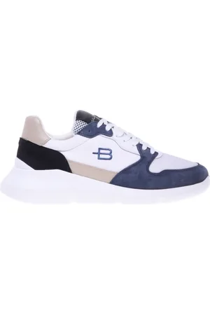 BALDININI Sko, Herre, Flerfarvet, 41 EU, Suede, Avio suede and white mesh trainer