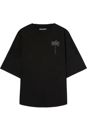 Palm Angels Top, Herre, Sort, S, Bomuld, Logo Print Crew Neck T-shirt