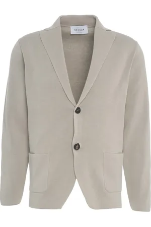 Gender Jakke, Herre, Grå, 2XL, Grå Strik Blazer Enkeltknap