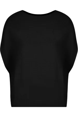 Emporio Armani Bluser & Skjorter, Dame, Sort, L, Bomuld, Sort sweater med rund hals