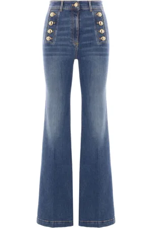 Elisabetta Franchi Jeans, Dame, Blå, W29, Indigo Jeans med Knapdetaljer