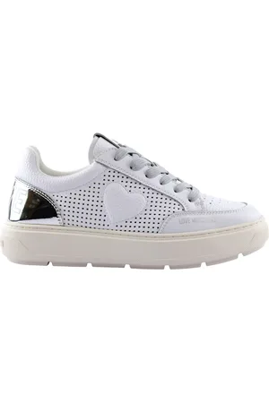 Moschino Sko, Dame, Hvid, 37 EU, Sølvfarvede Hvide Sneakers
