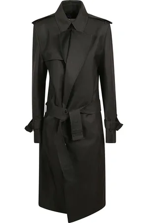 Burberry Frakke, Dame, Sort, XS, Uld, Dobbeltknappet Trenchcoat med Bælte