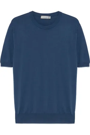 CANALI Top, Herre, Blå, 3XL, Bomuld, Bomuld Strik T-shirt Lavet i Italien