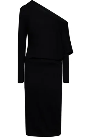 Tom Ford Kjole, Dame, Sort, S, Uld, Sort Cashmere Silke Off-Shoulder Kjole