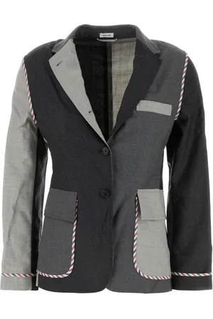 Thom Browne Jakke, Dame, Flerfarvet, XS, Uld, Stilfuld Flerfarvet Uld Blazer