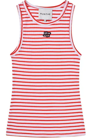 Munthe Top, Dame, Rød, 2XL, Bomuld, Rød Tanktop med Broderet Emblem