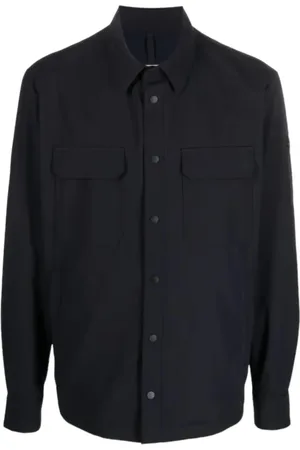 Moncler Skjorte, Herre, Blå, L, Spandex, Flap Pockets Shirt Jacket
