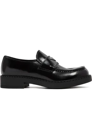 Prada Sko, Herre, Sort, 43 1/2 EU, Uld, Sorte Læder Loafers Stilfulde Herresko