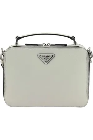 Prada Taske, Herre, Hvid, ONE SIZE, Uld, Elegant Læder Skuldertaske med Justerbar Rem