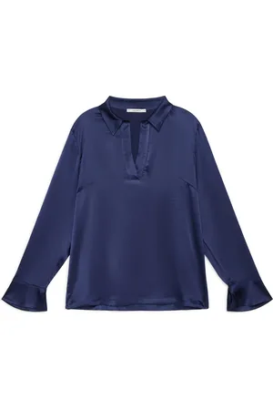 Maliparmi Bluser & Skjorter, Dame, Blå, XL, Satin, Silk Satin Skjorte