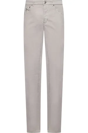 Brunello Cucinelli Bukser, Herre, Grå, XL, Bomuld, Italiensk Fit Beige Bomuldsgabardine Bukser