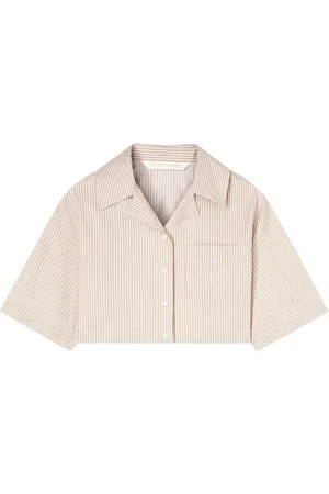 Palm Angels Bluser & Skjorter, Dame, , 2XS, Stripet Logo Print Skjorte