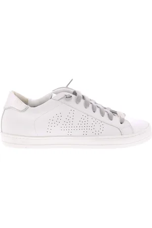 P448 Sko, Dame, Hvid, 36 EU, Læder, Hvide og sølvfarvede lædersneakers