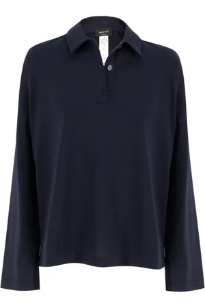 Fabiana Filippi Top, Dame, Blå, S, Bomuld, Langærmet bomuldspoloshirt