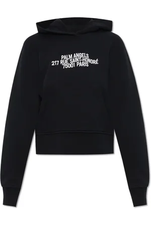 Palm Angels Sweathshirts & Hoodies, Dame, Sort, S, Bomuld, Logo Print Hoodie