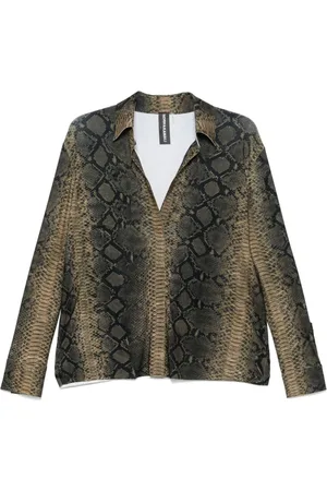 Norma Kamali Bluser & Skjorter, Dame, Flerfarvet, S, Polyester, Python Print Shirt