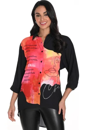 Frank Lyman Bluser & Skjorter, Dame, Flerfarvet, XL, Polyester, Elegant Skjorte med 3/4 Ærmer