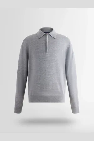 Fusalp Strik, Herre, Grå, S, Uld, Grå Zip Neck Uld Silke Sweater