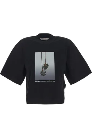Palm Angels Top, Dame, Sort, S, Uld, Stilfuld T-shirt med ribdetaljer