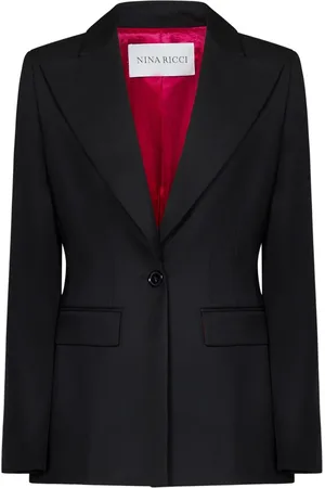 Nina Ricci Jakke, Dame, Sort, S, Uld, Sort Uld Gabardine Jakkesæt Kjole